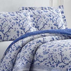 Charlotte China Blue Floral Cotton Comforter Set