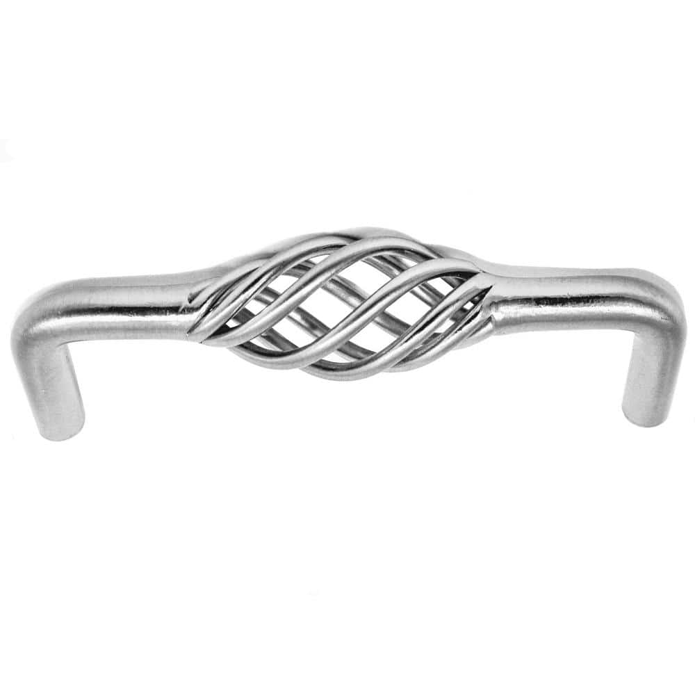 Stockbridge 3-3/4 in. Center-to-Center Satin Nickel Birdcage Cabinet Pull (