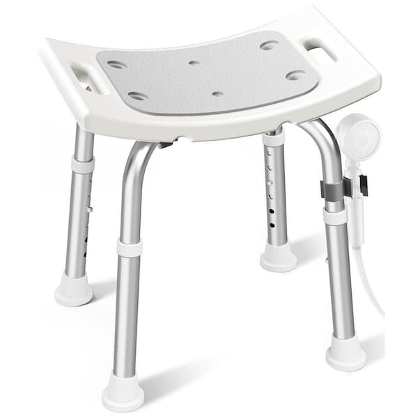 Adjustable Aluminum Shower Stool in Light Gray with Suction Feet, Shower Seat, Shower Chair for Elderly and Disabled