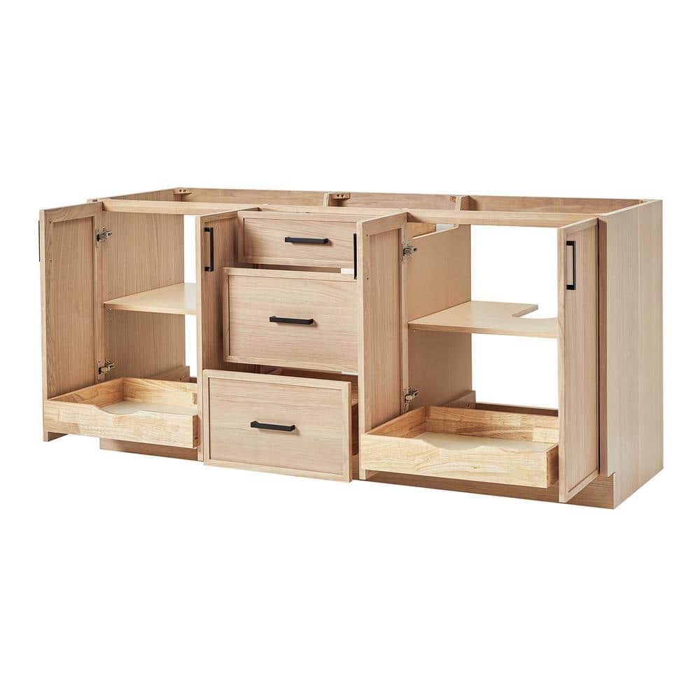 Kelly 72" White Oak Double Freestanding Vanity Cabinet