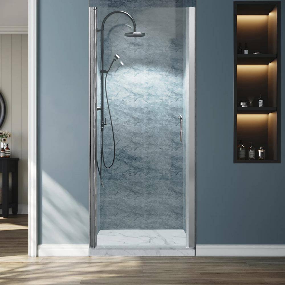 32 in. W x 72 in. H Pivot Frameless Shower Door in Chrome with Clear Glass price history on PriceWatchPro