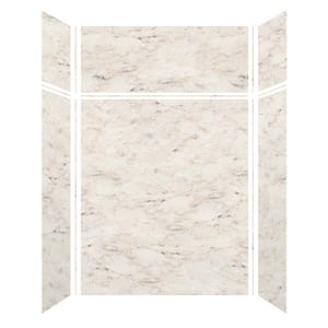 60 in. W x 96 in. H x 36 in. D 6-Piece Glue to Wall Alcove Shower Wall Kit with Extension in Biscotti Marble Velvet