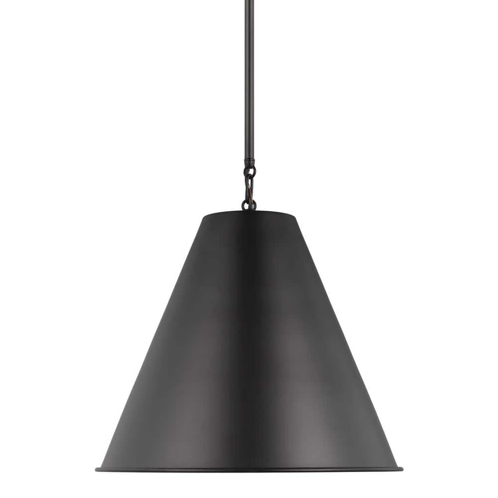 Midnight Black Nickel-Finish 1-Light Pendant with Steel Shade