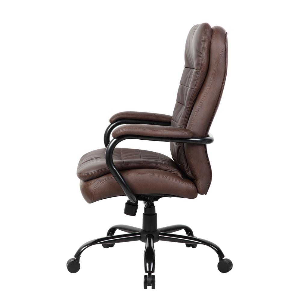 Bomber Brown LeatherPlus Executive Swivel Chair with Metal Arms