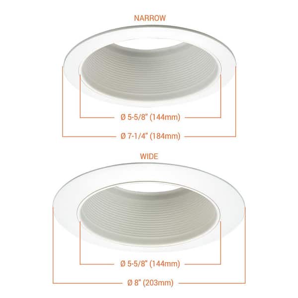 E26 Series 6 in. White Recessed Ceiling Light Fixture Trim with White Straight Side Metal Baffle