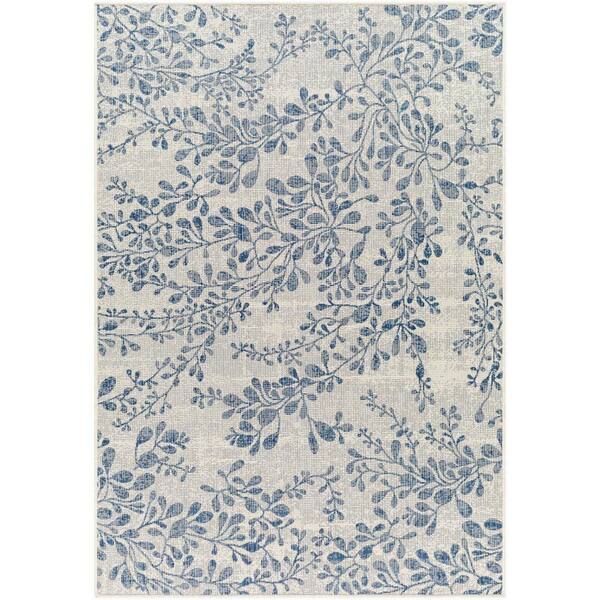 Livabliss Ravello Blue Botanical 8 ft. x 10 ft. Indoor/Outdoor Area Rug