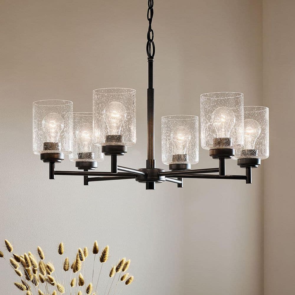 Winslow Black 6-Light Chandelier with Clear Seeded Glass