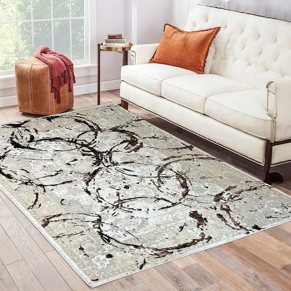 Penina Abstract Bronze 8 ft. x 11 ft. Area Rug