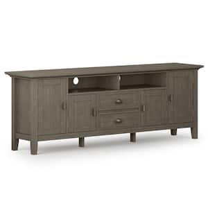 Redmond Solid Wood 72 in. Wide Transitional TV Media Stand in Farmhouse Grey for TVs up to 80 in.