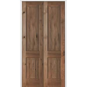 Krosswood Doors 48 in. x 96 in. Rustic 2-Panel Arch Top Universal True ...