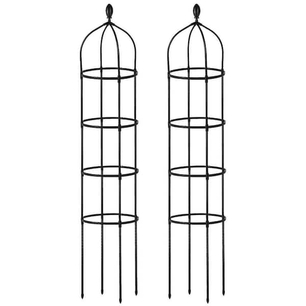 70.9 in. Iron Obelisk Garden Trellis Plant Support Tower for Climbing Vines, Vegetables, and Flowers