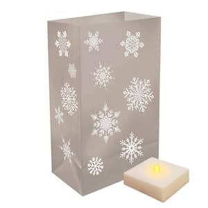 Battery Operated Luminaria Silver Snowflake Kit with Timer(6-Count)