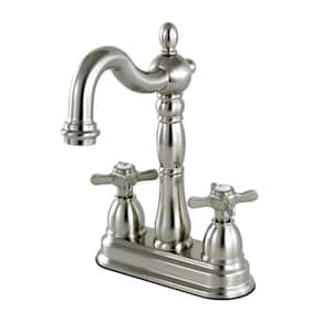 Victorian Cross 2-Handle Bar Faucet in Brushed Nickel