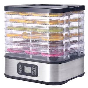 Silver-6-Tray Stainless Steel Trays Food Dehydrators, Dehydrator Machine with Digital Timer and Temperature Control