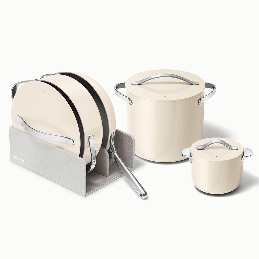 Cream Non-Stick Stainless Steel 8-Piece Cookware Set