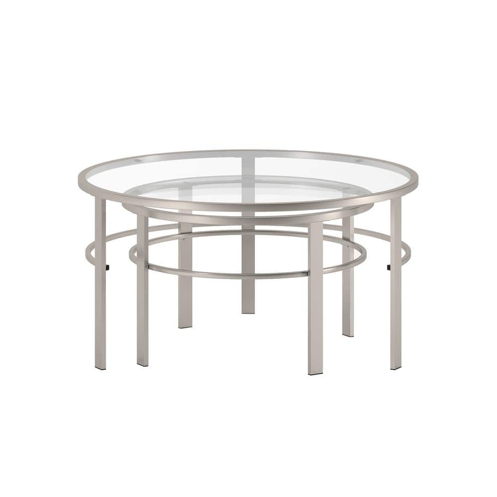 Gaia Satin Nickel Round Nested Coffee Table Set