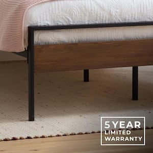 Nora Natural Queen Metal and Wood Platform Bed Frame