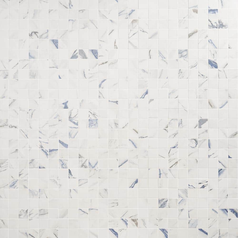 Calacatta Indigo 2" x 2" Porcelain Grid Mosaic Tile Sheet