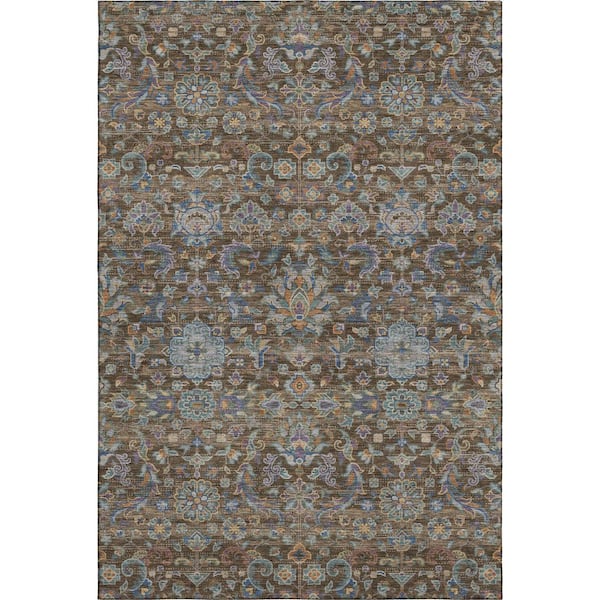 Mayfield Premium Machine Washable Abstract AMF2485 Chocolate 9 ft. x 12 ft. Area Rug