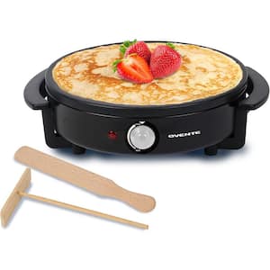 Electric Crepe Maker and Pancake Griddle Cooktop with 12-Inch Nonstick Hot Plate, CRM1122B Black