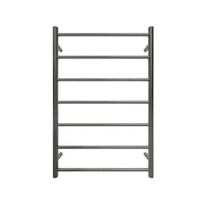 Retro Fit Round 7-Bar Electric Hardwired Wall Mounted Towel Warmer in Brushed Gunmetal Grey