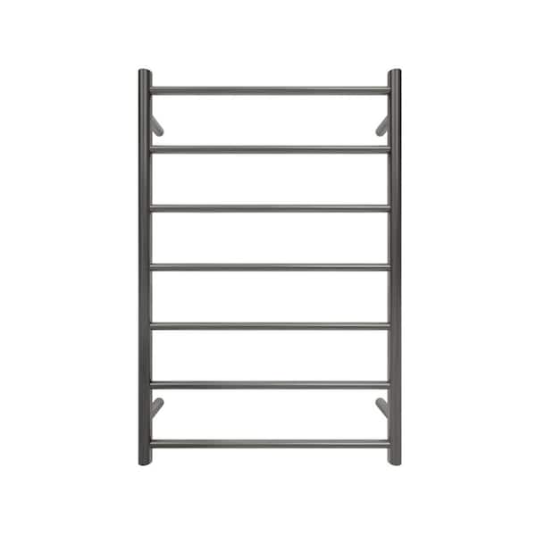 RELN Retro Fit Round 7-Bar Electric Hardwired Wall Mounted Towel Warmer in Brushed Gunmetal Grey