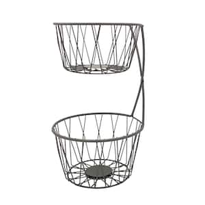 Paxton 2-Tier Server Baskets, For Fruit, Produce, Bread, K-Cups, Snacks and More, Industrial Gray