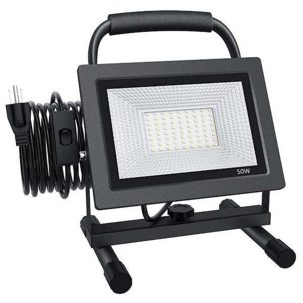 120 Voltage 5000 Lumens LED Cord Work Light with 15 ft. Cord, 400W Equivalent, Adjustable Working Lights, Waterproof