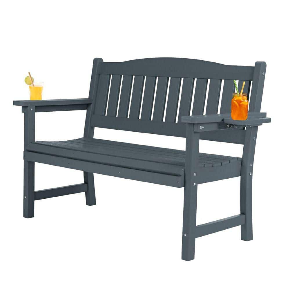 HIPS Outdoor Bench Plastic Weatherproof 2-Person Garden Bench in Warm Grey price history on PriceWatchPro