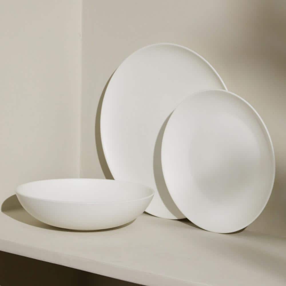 Matte White Porcelain 24-Piece Dinnerware Set for 8