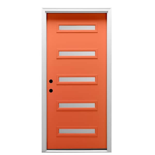 MMI DOOR 32 in. x 80 in. Davina Right-Hand Inswing 5-Lite Frosted Glass Painted Steel Prehung Front Door on 4-9/16 in. Frame