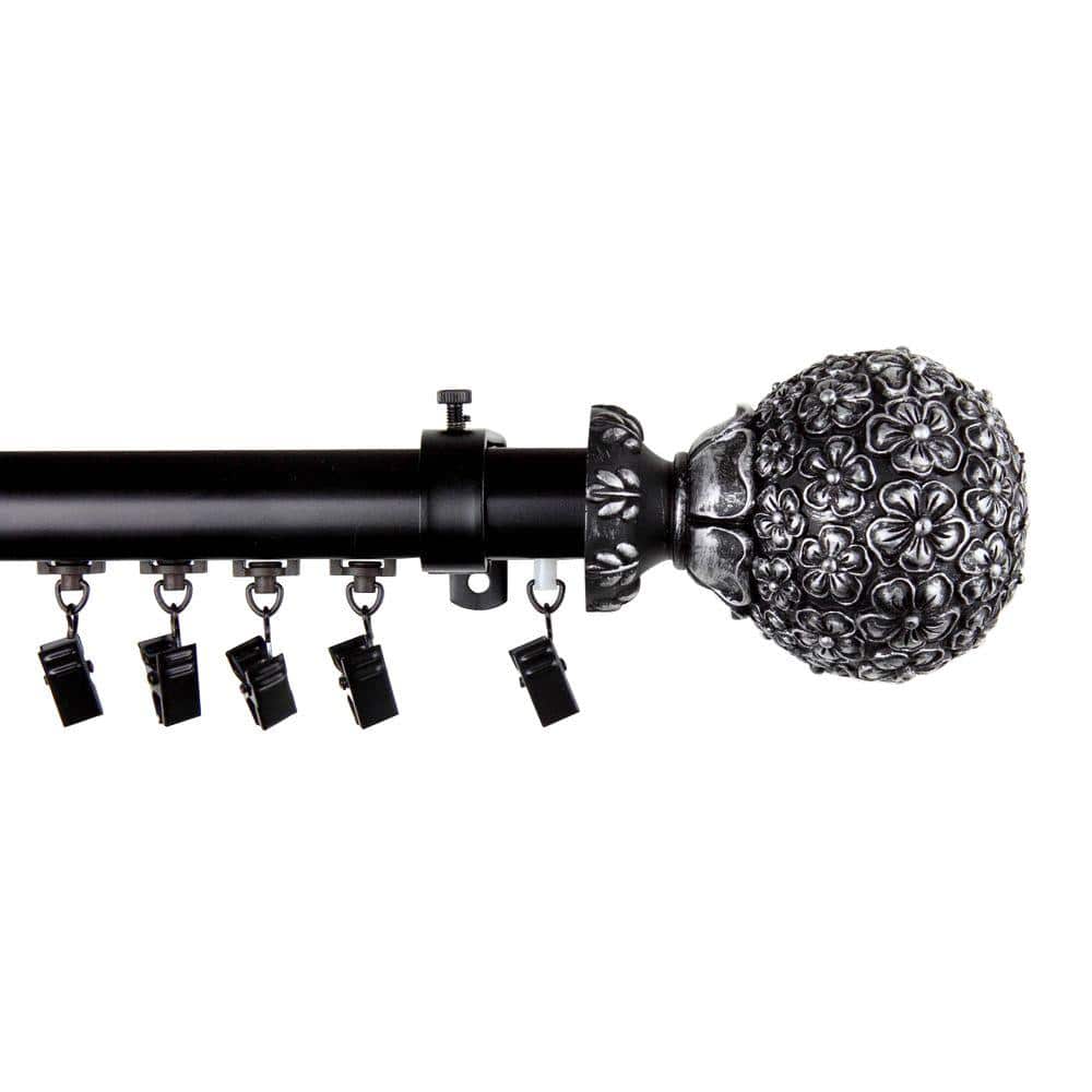 110 in. - 156 in. Telescoping Traverse Curtain Rod Kit in Black with Lush Finial price history on PriceWatchPro