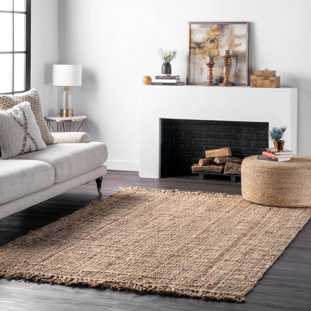 Handmade Tan Natural Jute Runner Rug, 2' 6" x 6'