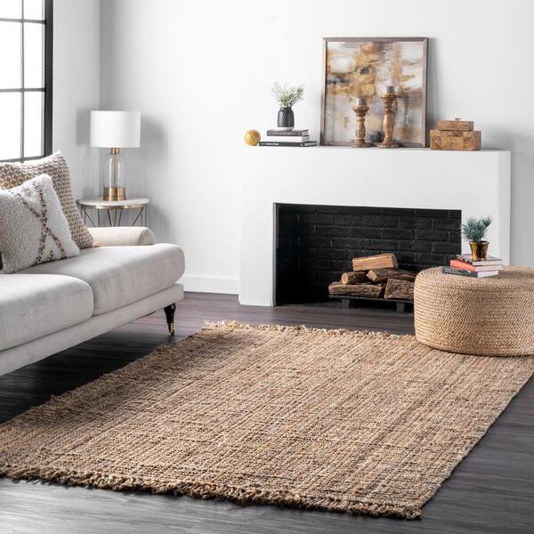 Natura Chunky Loop Jute Tan Doormat 3 ft. x 5 ft. Farmhouse Area Rug