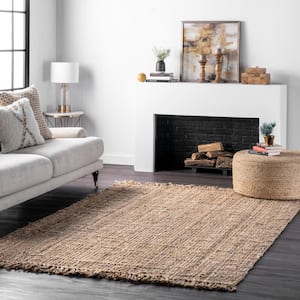 Natura Chunky Loop Jute Natural 7 ft. 6 in. x 10 ft. 6 in. Farmhouse Area Rug