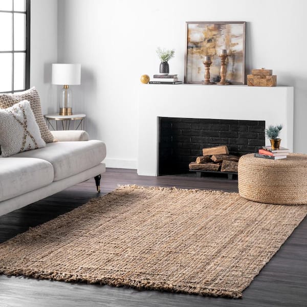 Natura Chunky Loop Jute Tan 10 ft. x 14 ft. Farmhouse Area Rug