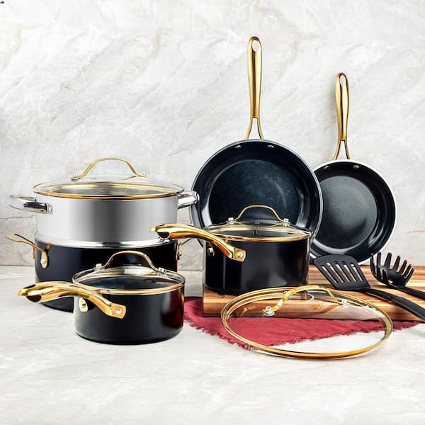 Black and Gold Nonstick Pots and Pans Set