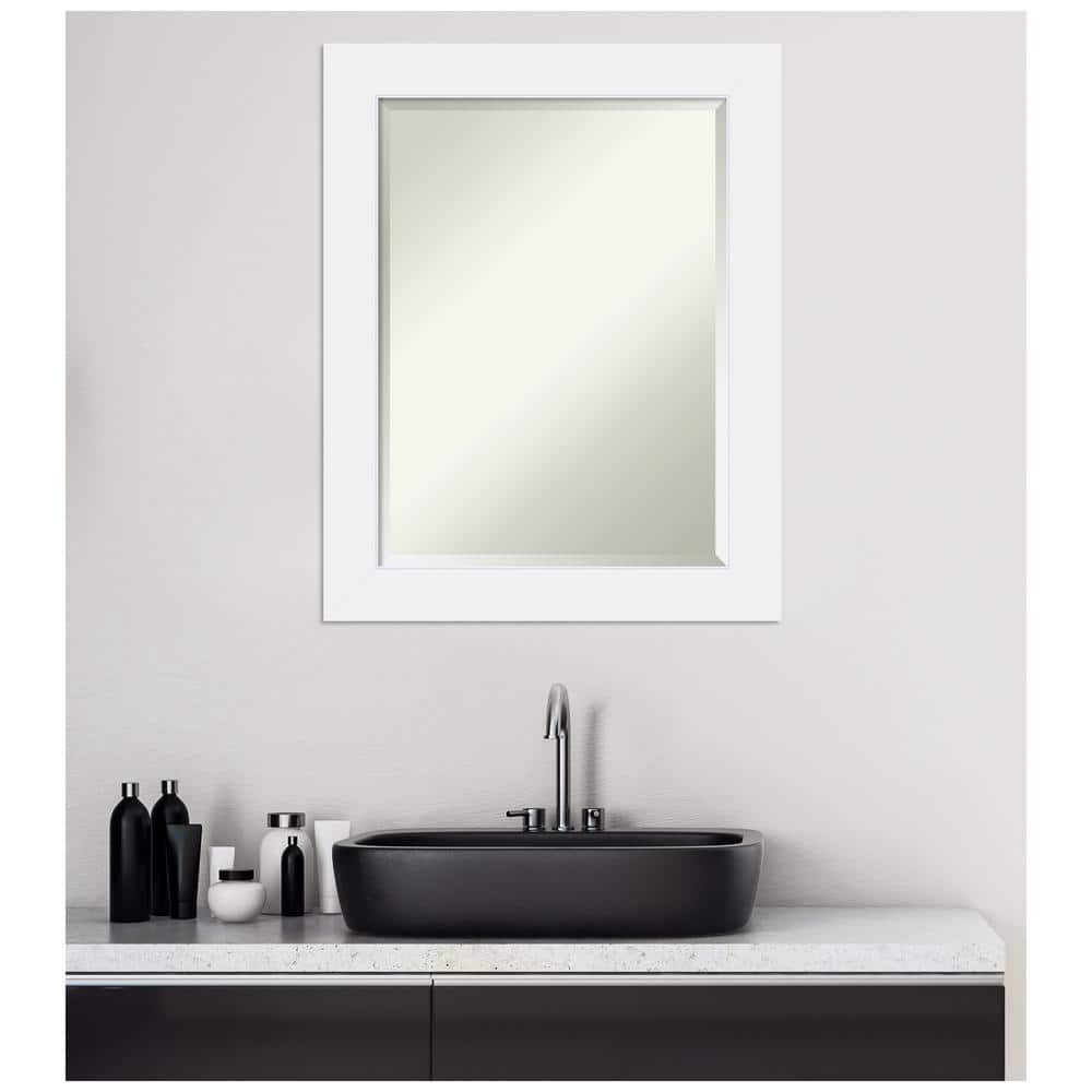 Corvino White Rectangular Wood Bathroom Vanity Mirror