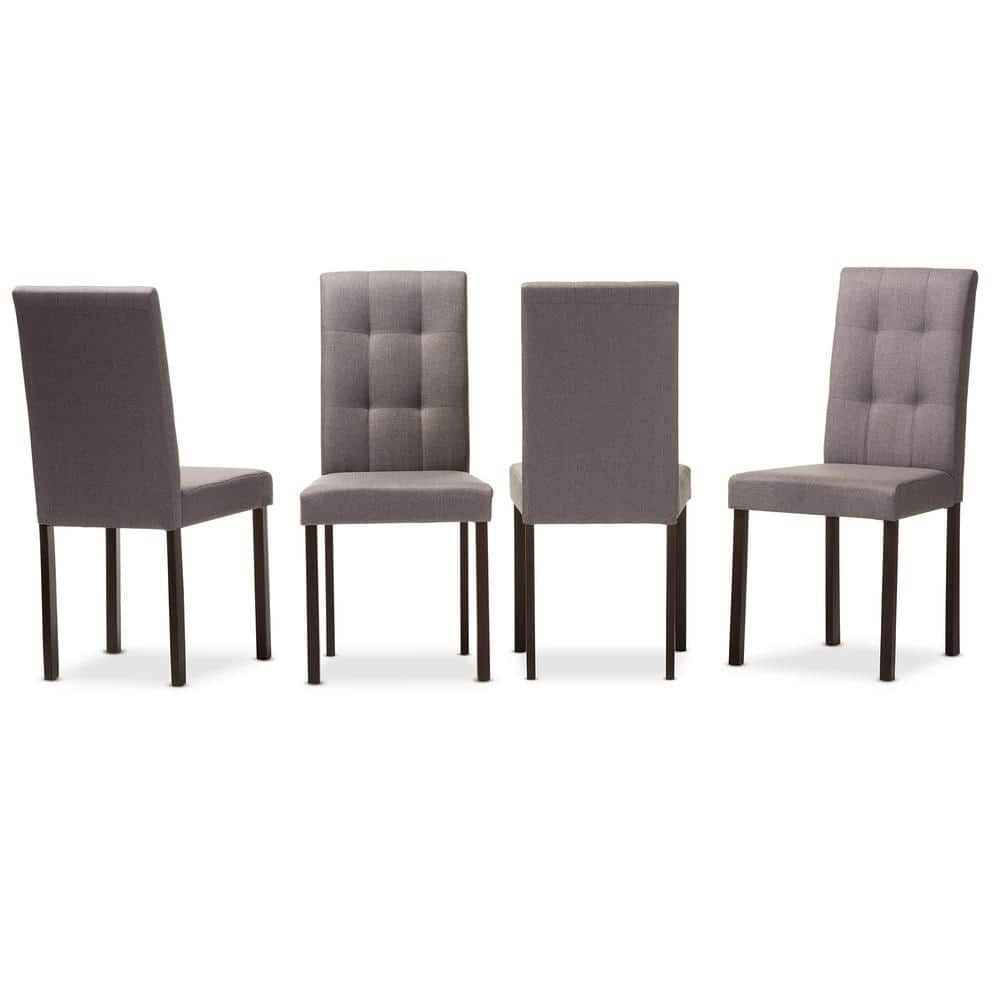 Baxton Studio Andrew 9 Grids Gray Fabric Upholstered Dining Chairs