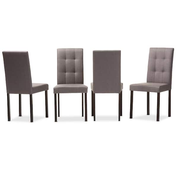 Baxton Studio Andrew 9-Grids Gray Fabric Upholstered Dining Chairs (Set of 4)