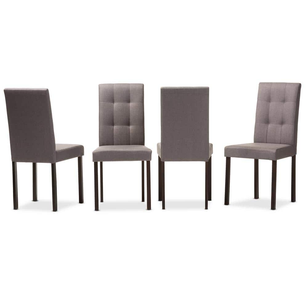 Modern 5-Piece Gray Fabric Upholstered Dining Set with Grid Tufting