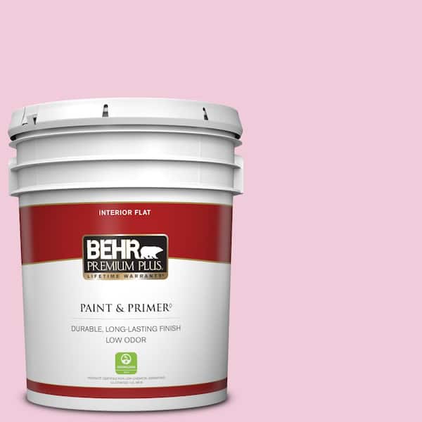 BEHR PREMIUM PLUS 5 gal. #P130-1 Piggy Bank Flat Low Odor Interior Paint & Primer