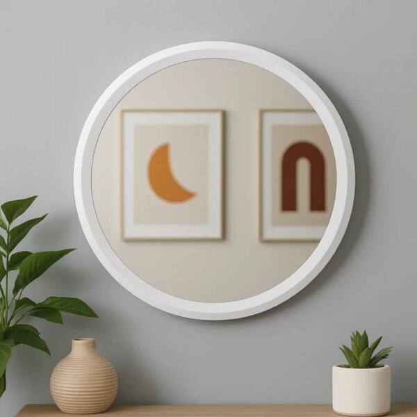 Mio 27.6 in. W x 0.2 in. H Round Frameless Wall Bathroom Vanity Mirror in Clear