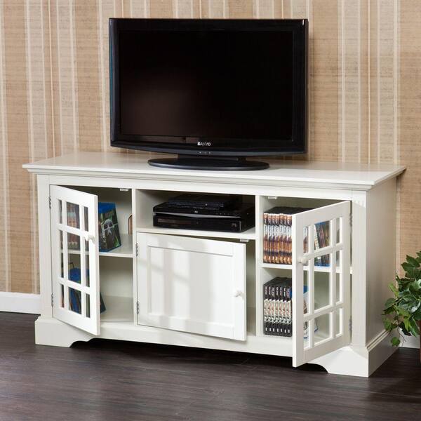 Southern Enterprises Madison 55 in. Off-white Particle Board TV Stand Fits TVs Up to 53 in. with Storage Doors
