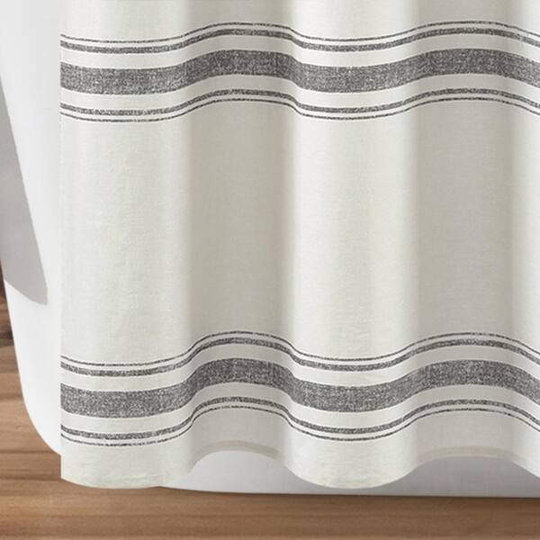 Farmhouse Stripe Shower Curtain Gray, Coyuchi Waffle Shower Curtain