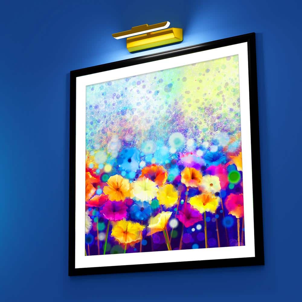 16" Satin Gold LED Picture Light with Remote Control