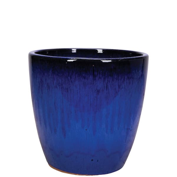 Unbranded 13 in. Fireworks Blue Ceramic Egg Planter