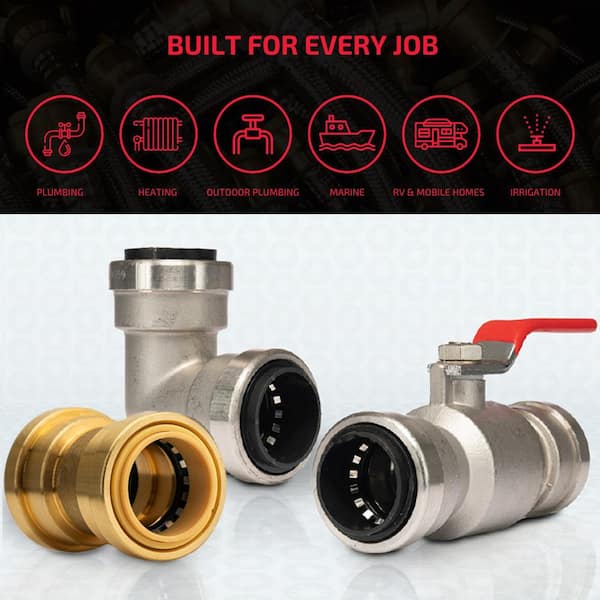 12-Piece 1/2 Inch Push Fit Ball Valve Set With Removal Tool - XFITTING Brand For Hot & Cold Water Lines