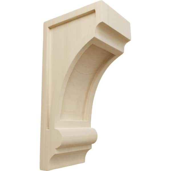 Ekena Millwork 5 in. x 4 in. x 10 in. Unfinished Wood Rubberwood Diane Recessed Wood Corbel