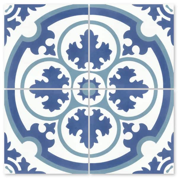 Villa Lagoon Tile Danielle Admiral 8 in. x 8 in. Cement Handmade Tile Sample